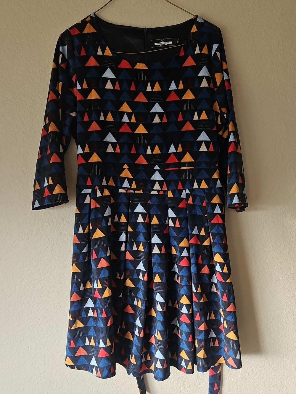 Modcloth Paper Plane London Navy Triangle Print Dress M/L